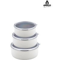 Amboss 6 Parça Crispella 14-16-18 cm Emaye Saklama Kabı Seti – Beyaz